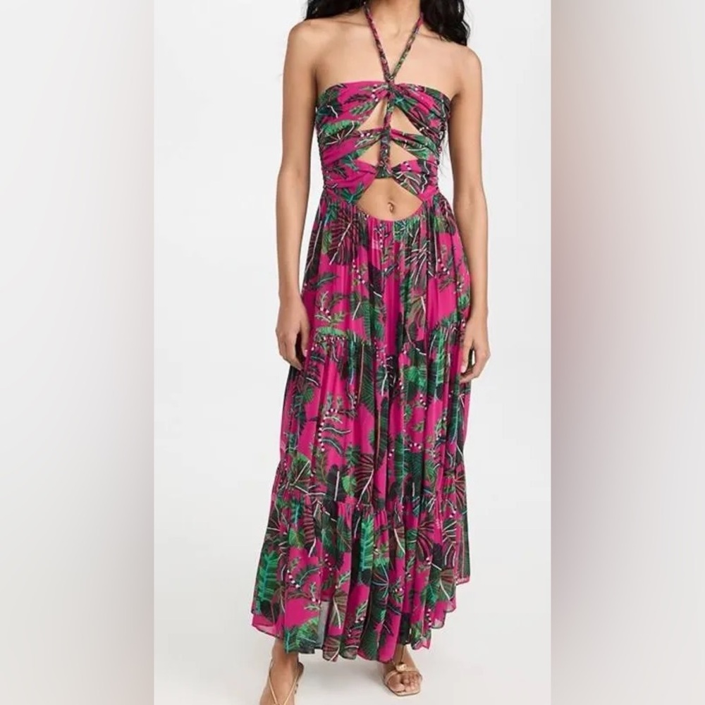 FARM Rio Vibrant Pink and Green Strapless Dress - Picture 11 of 15